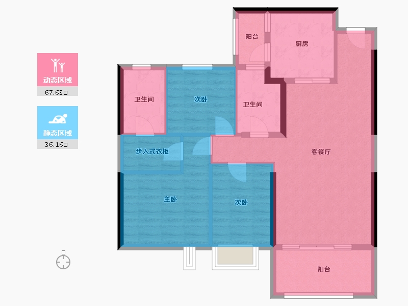 江苏省-镇江市-恒大铂珺花园-93.33-户型库-动静分区