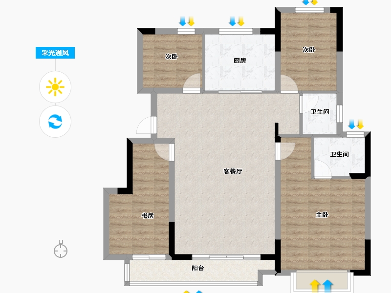 浙江省-宁波市-北辰香麓湾-100.00-户型库-采光通风