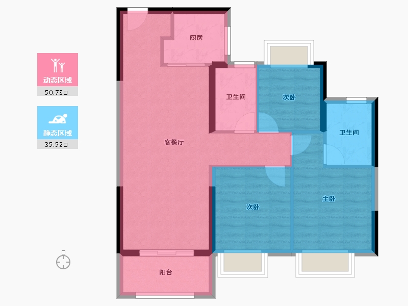 湖北省-武汉市-中海尚璟-77.60-户型库-动静分区