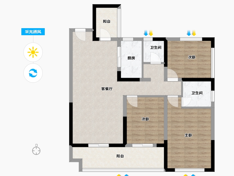 广西壮族自治区-桂林市-宏湖中央城-91.45-户型库-采光通风