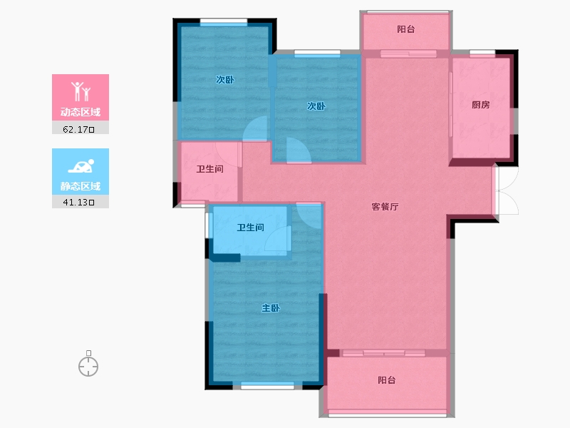 湖北省-宜昌市-康瑞·地中海阳光-93.58-户型库-动静分区