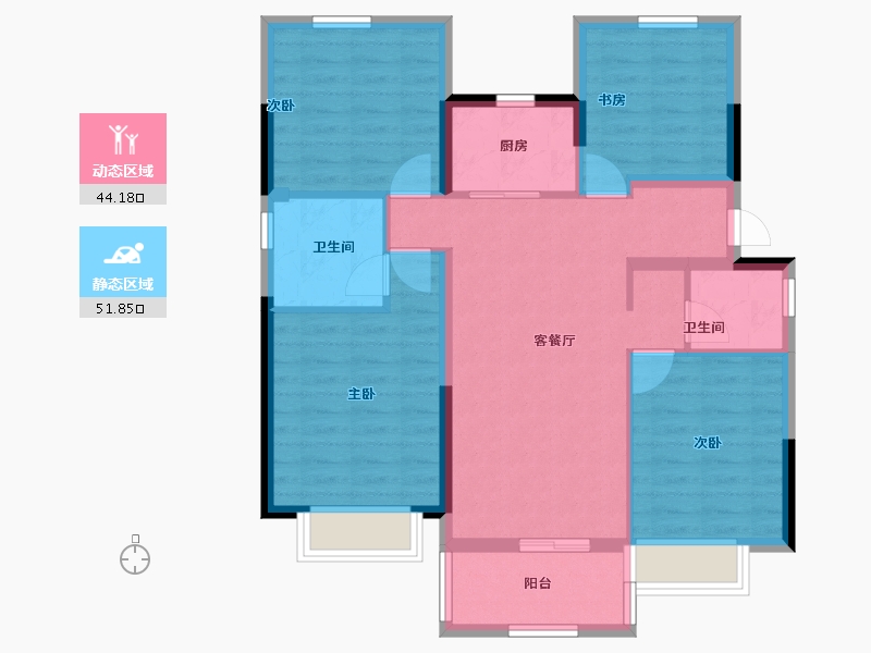 福建省-福州市-碧桂园正荣阳光城悦江湾-85.57-户型库-动静分区