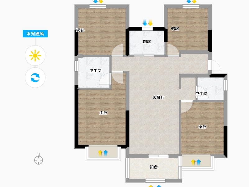 福建省-福州市-碧桂园正荣阳光城悦江湾-85.57-户型库-采光通风