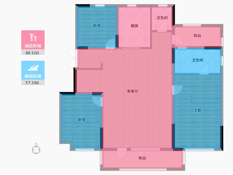 辽宁省-沈阳市-金地樾檀山-131.37-户型库-动静分区