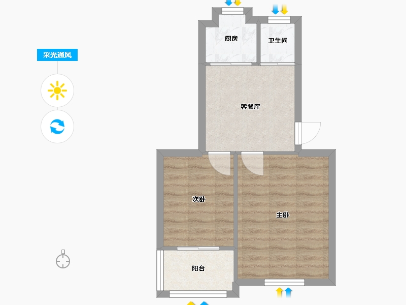 江苏省-南京市-雨花新村二村-8号楼-41.00-户型库-采光通风