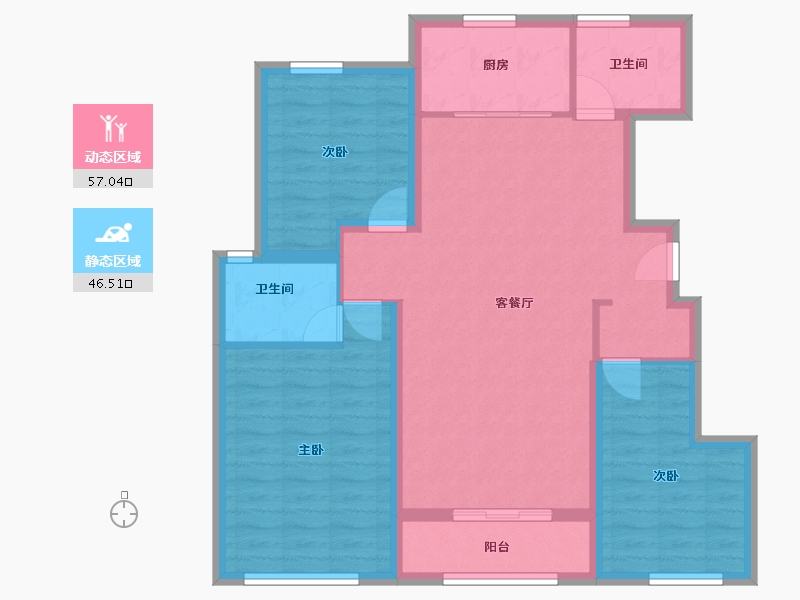 山东省-烟台市-华盈瑜园-92.86-户型库-动静分区