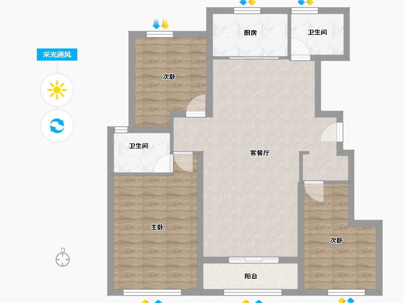 山东省-烟台市-华盈瑜园-92.86-户型库-采光通风