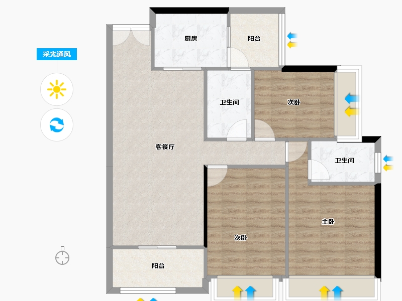 广东省-广州市-创基丽江国际-91.20-户型库-采光通风