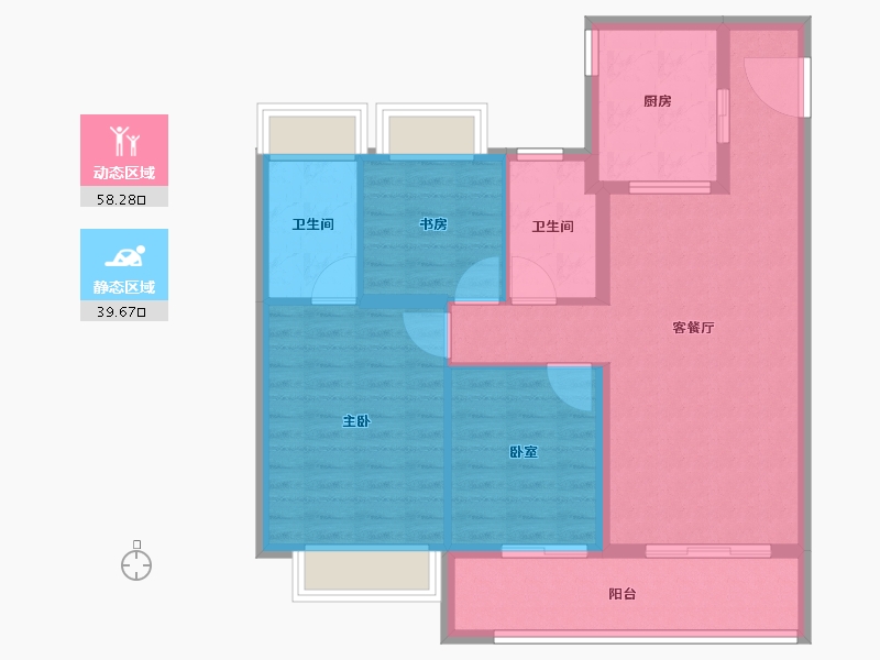 江苏省-无锡市-万科四季都会-88.00-户型库-动静分区