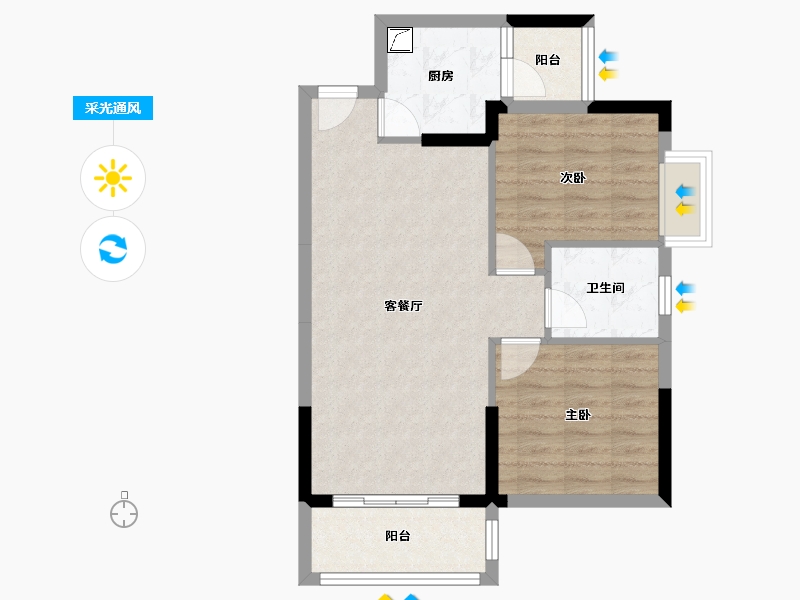 广东省-广州市-花东侨雅苑-65.06-户型库-采光通风