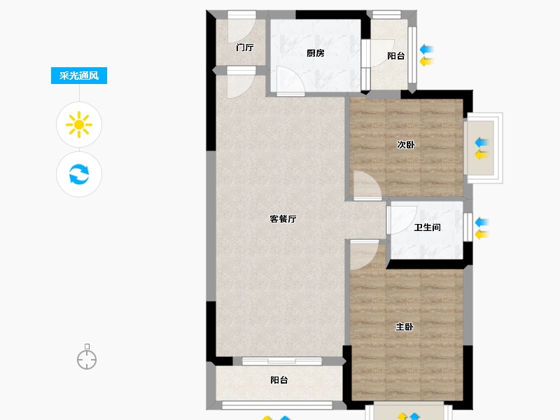 广东省-广州市-花东侨雅苑-66.06-户型库-采光通风