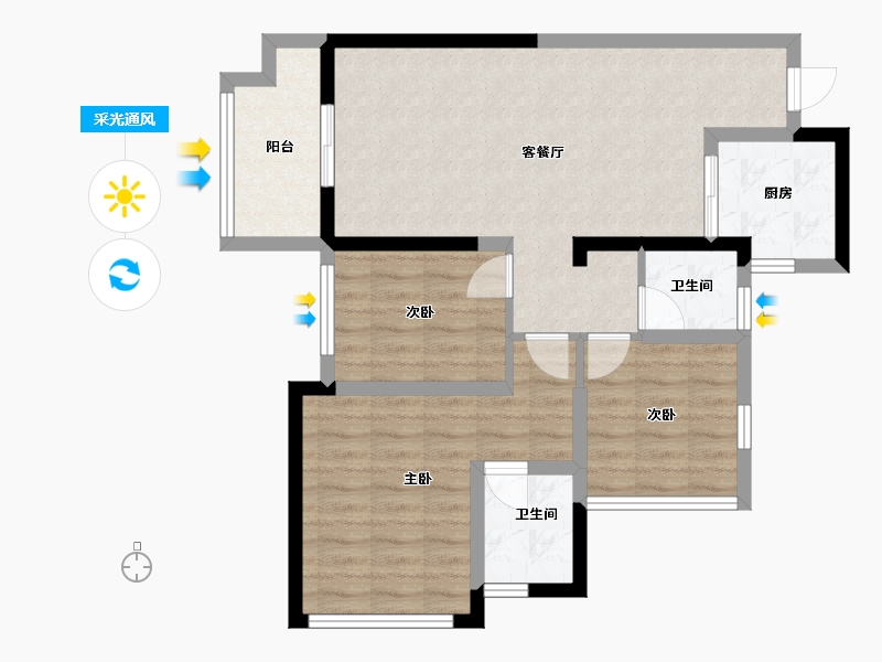 广西壮族自治区-桂林市-宏湖中央城-76.96-户型库-采光通风