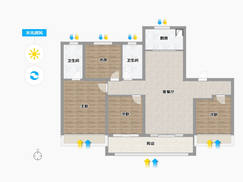 山东省-淄博市-云星齐都御园-112.01-户型库-采光通风