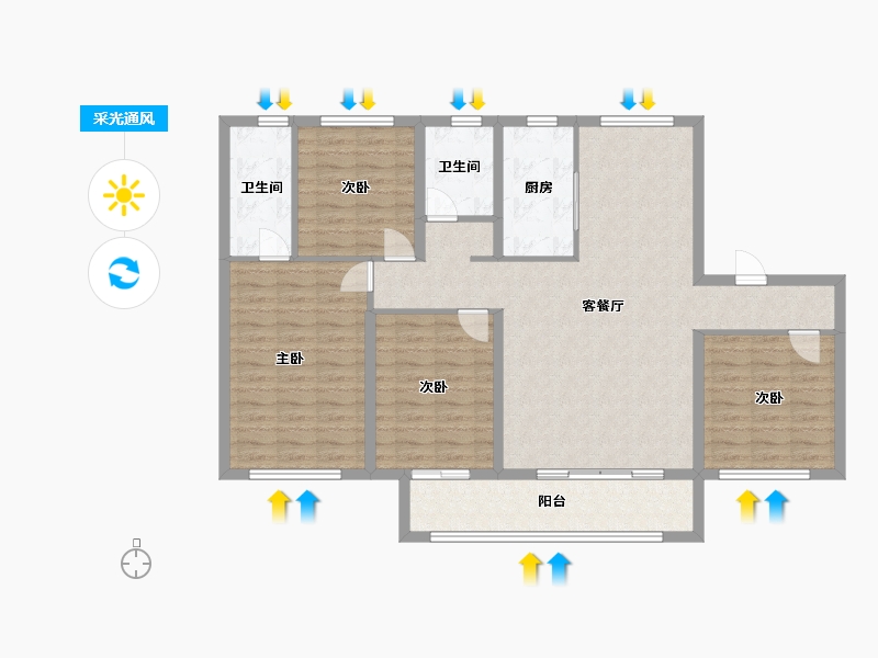 山东省-烟台市-华盈瑜园-116.00-户型库-采光通风