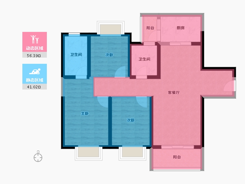 云南省-昆明市-华侨城公园悦府-86.06-户型库-动静分区