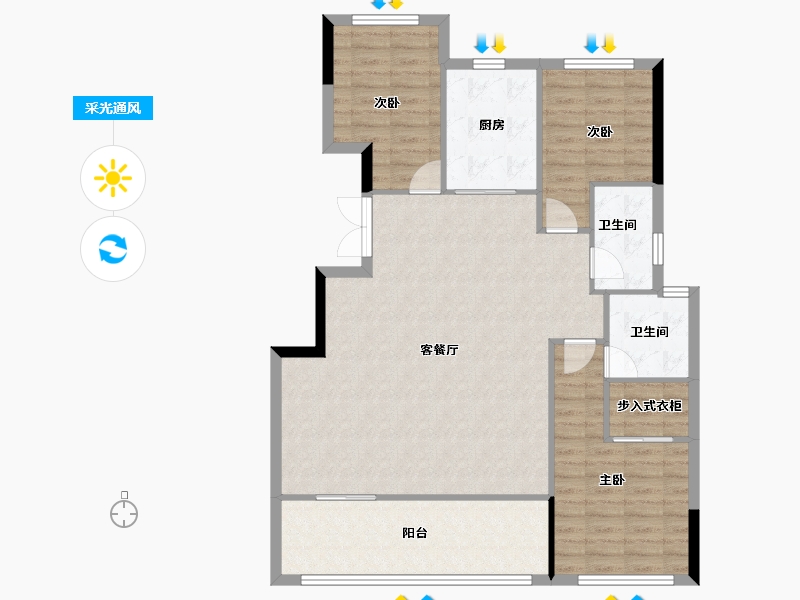 宁夏回族自治区-银川市-绿城桃李江南-111.39-户型库-采光通风