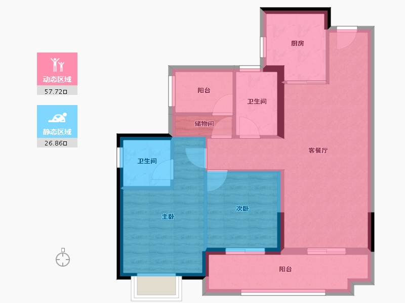 广东省-佛山市-映月湖保利天珺-75.40-户型库-动静分区