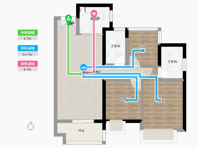 广东省-广州市-华侨城云尚-69.44-户型库-动静线