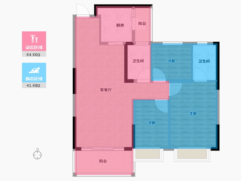 湖南省-长沙市-长沙恒大文化旅游城-96.00-户型库-动静分区