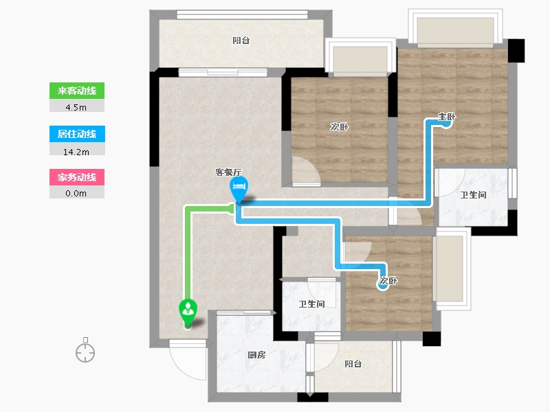 重庆-重庆市-北京城建龙樾生态城-75.19-户型库-动静线