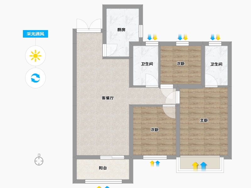 山东省-济南市-鲁商金茂府-80.00-户型库-采光通风