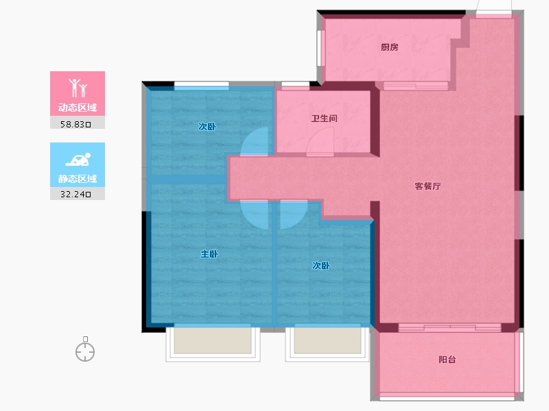 湖南省-长沙市-长沙恒大文化旅游城-81.84-户型库-动静分区