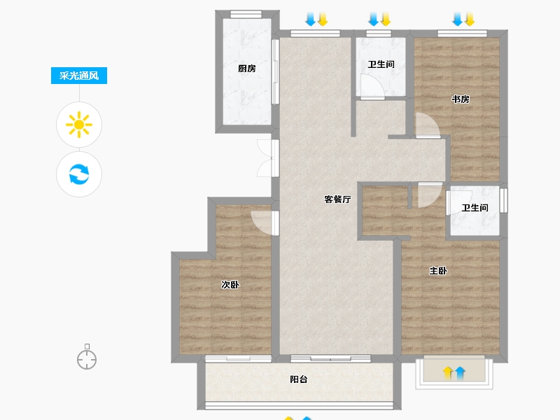 河北省-保定市-卓正上东区-95.34-户型库-采光通风