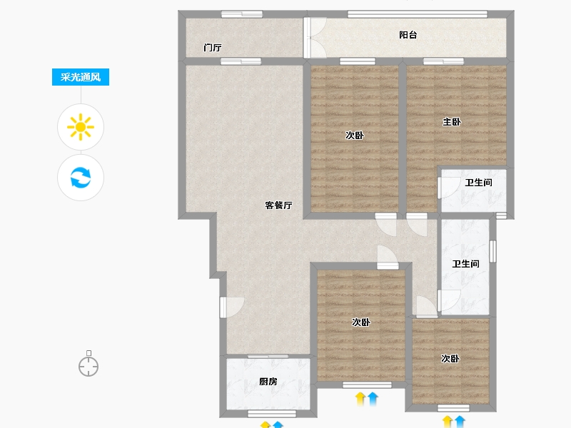 江苏省-徐州市-凤凰墅-130.00-户型库-采光通风