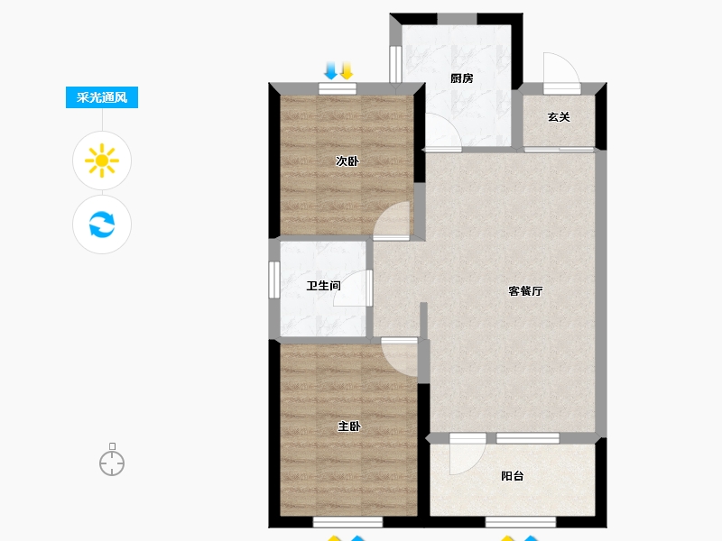 辽宁省-沈阳市-金地樾檀山-61.34-户型库-采光通风