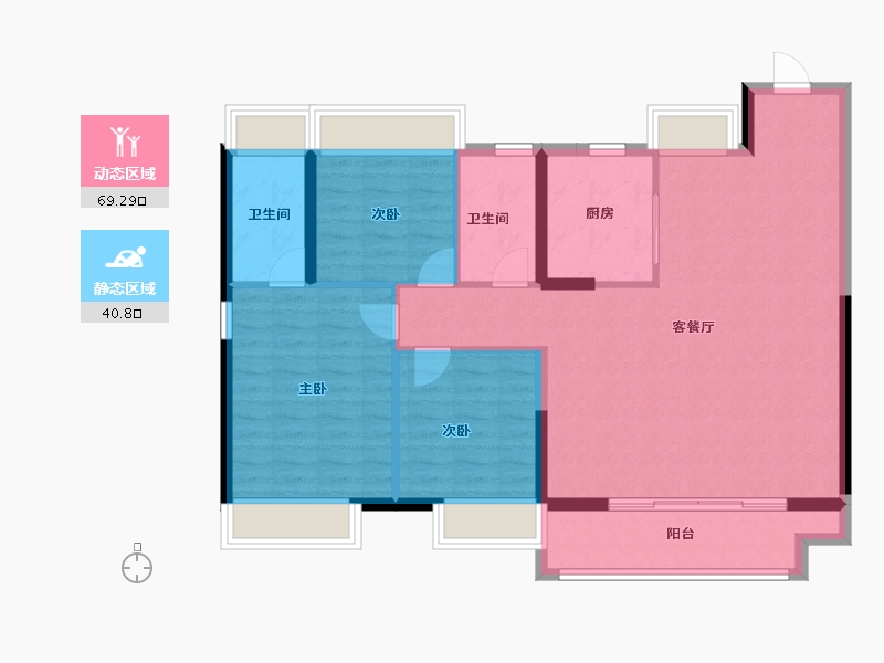 江苏省-徐州市-美的·天誉-100.00-户型库-动静分区