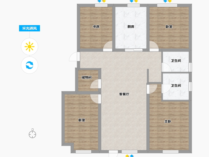 辽宁省-沈阳市-金地樾檀山-111.65-户型库-采光通风