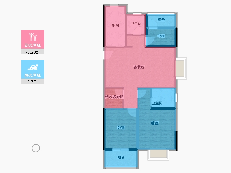 浙江省-温州市-荣安劝学里-76.00-户型库-动静分区