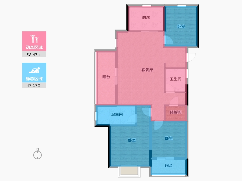 浙江省-温州市-绿城春月江澜-94.40-户型库-动静分区