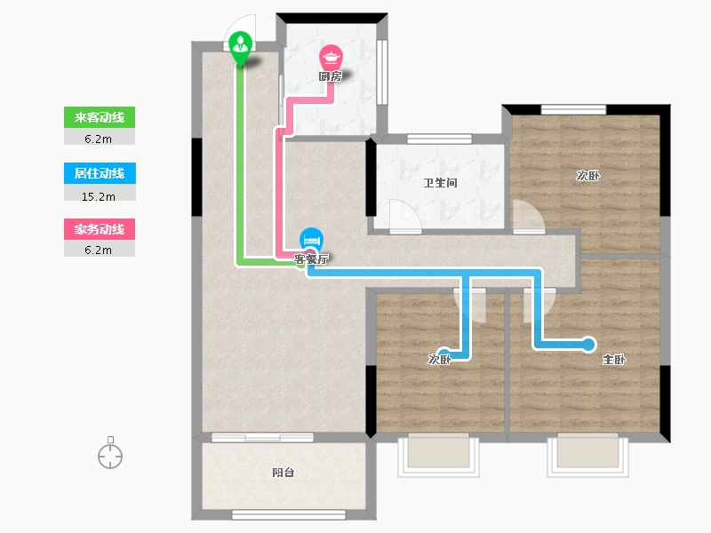 浙江省-宁波市-恒威育才国际社区-95.76-户型库-动静线