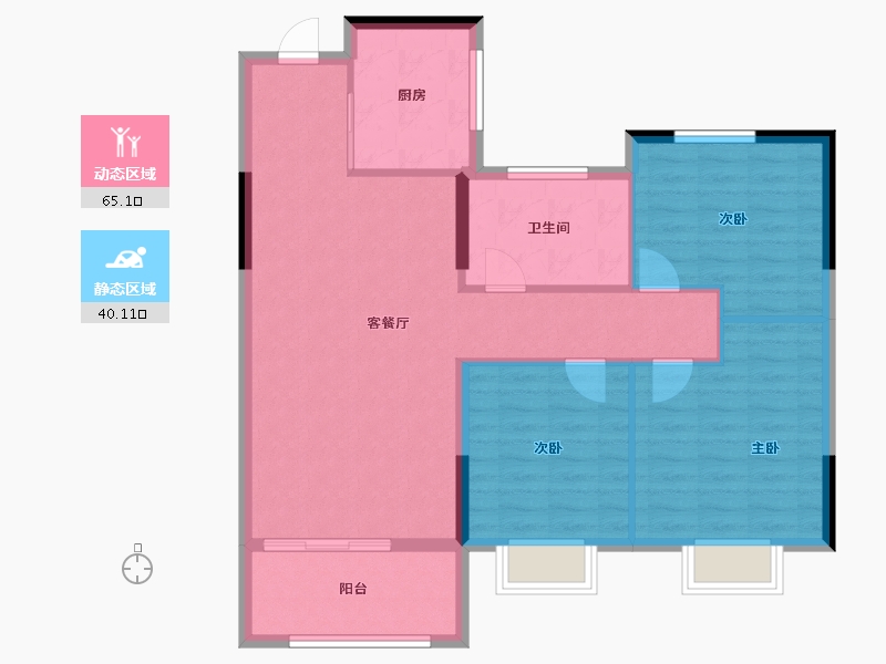 浙江省-宁波市-恒威育才国际社区-95.76-户型库-动静分区