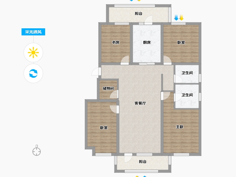 辽宁省-沈阳市-金地樾檀山-126.98-户型库-采光通风