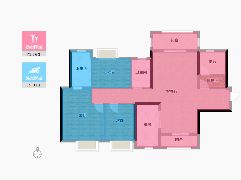 广东省-佛山市-映月湖保利天珺-98.07-户型库-动静分区