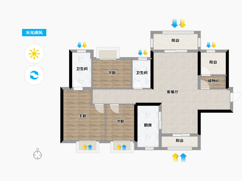 广东省-佛山市-映月湖保利天珺-98.07-户型库-采光通风