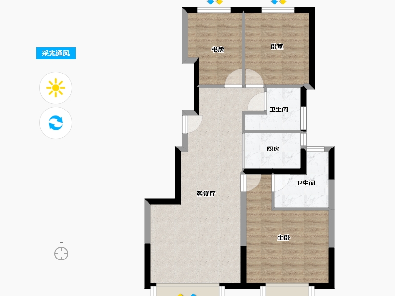北京-北京市-中旅·亦府-71.20-户型库-采光通风