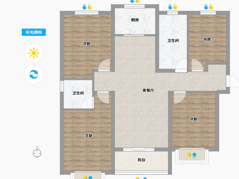 河北省-保定市-卓正上东区-99.68-户型库-采光通风