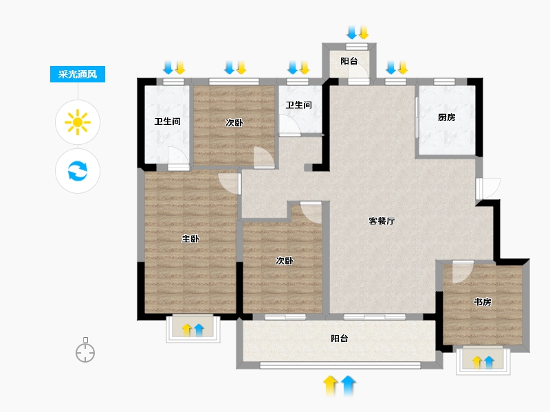 浙江省-杭州市-湖畔澄庐-117.89-户型库-采光通风