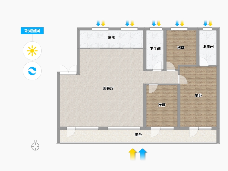 山东省-青岛市-青建金尊府-121.18-户型库-采光通风