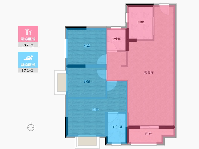 广东省-佛山市-弘阳时光天樾-78.04-户型库-动静分区