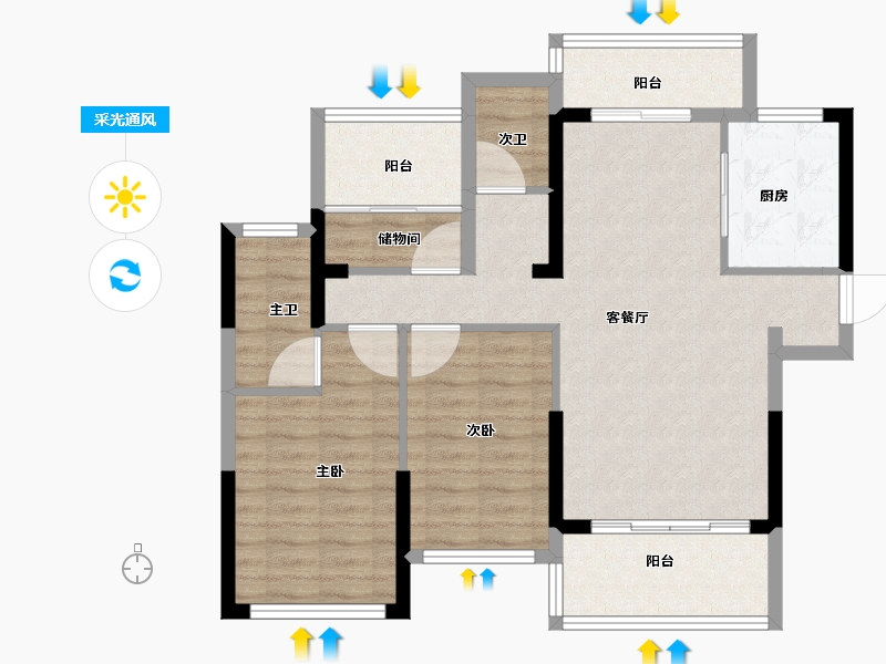 广东省-河源市-桃源国际-83.90-户型库-采光通风