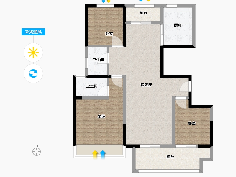 河南省-濮阳市-建业通和府-101.84-户型库-采光通风