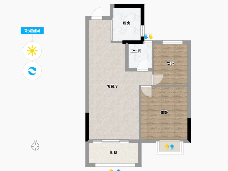 浙江省-宁波市-恒威育才国际社区-61.38-户型库-采光通风