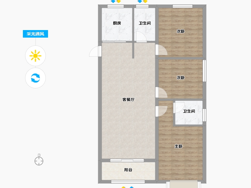 河北省-保定市-卓正上东区-88.51-户型库-采光通风