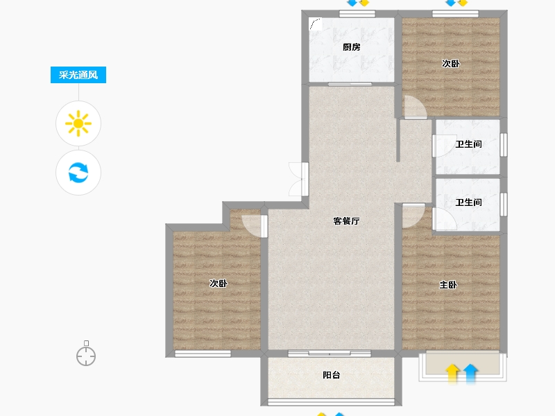 河北省-保定市-卓正上东区-102.45-户型库-采光通风