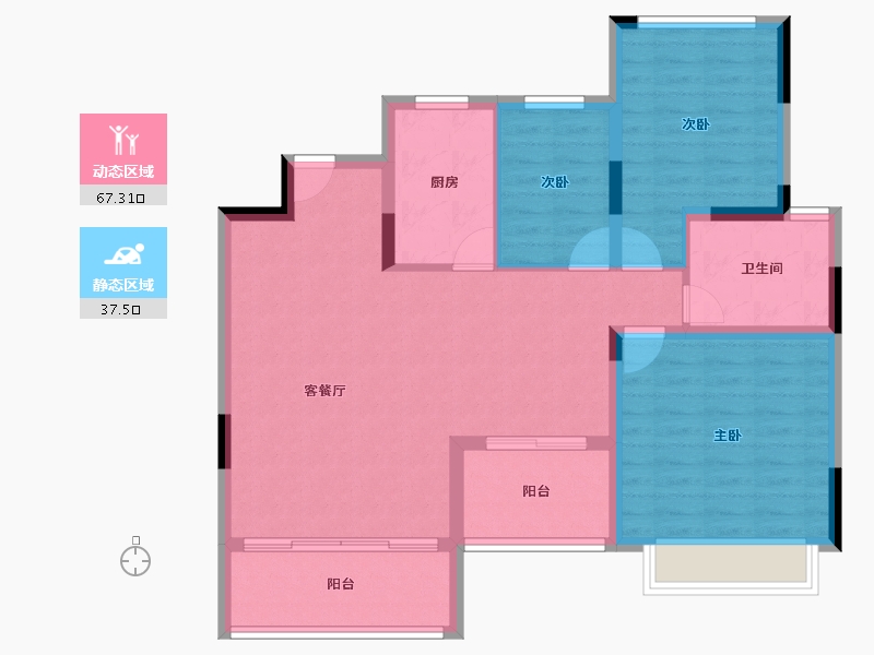 浙江省-湖州市-恒大林溪竹语-94.41-户型库-动静分区