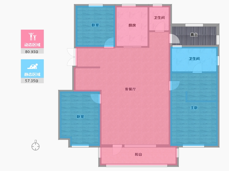 辽宁省-沈阳市-金地樾檀山-131.05-户型库-动静分区